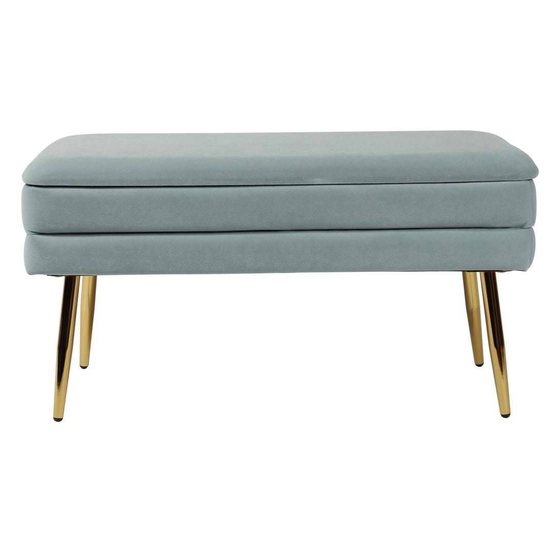 Ziva Sea Blue Velvet Storage Bench