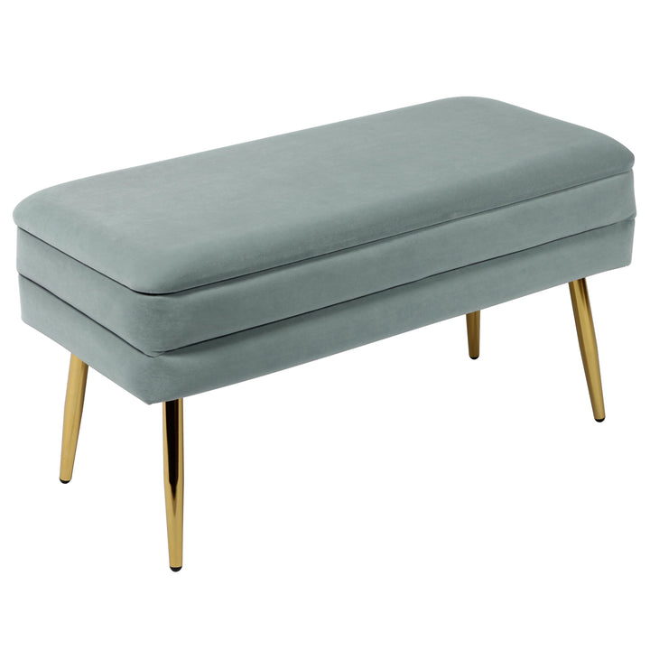 Ziva Sea Blue Velvet Storage Bench