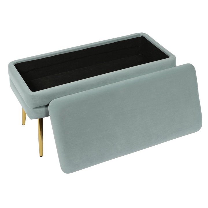 Ziva Sea Blue Velvet Storage Bench