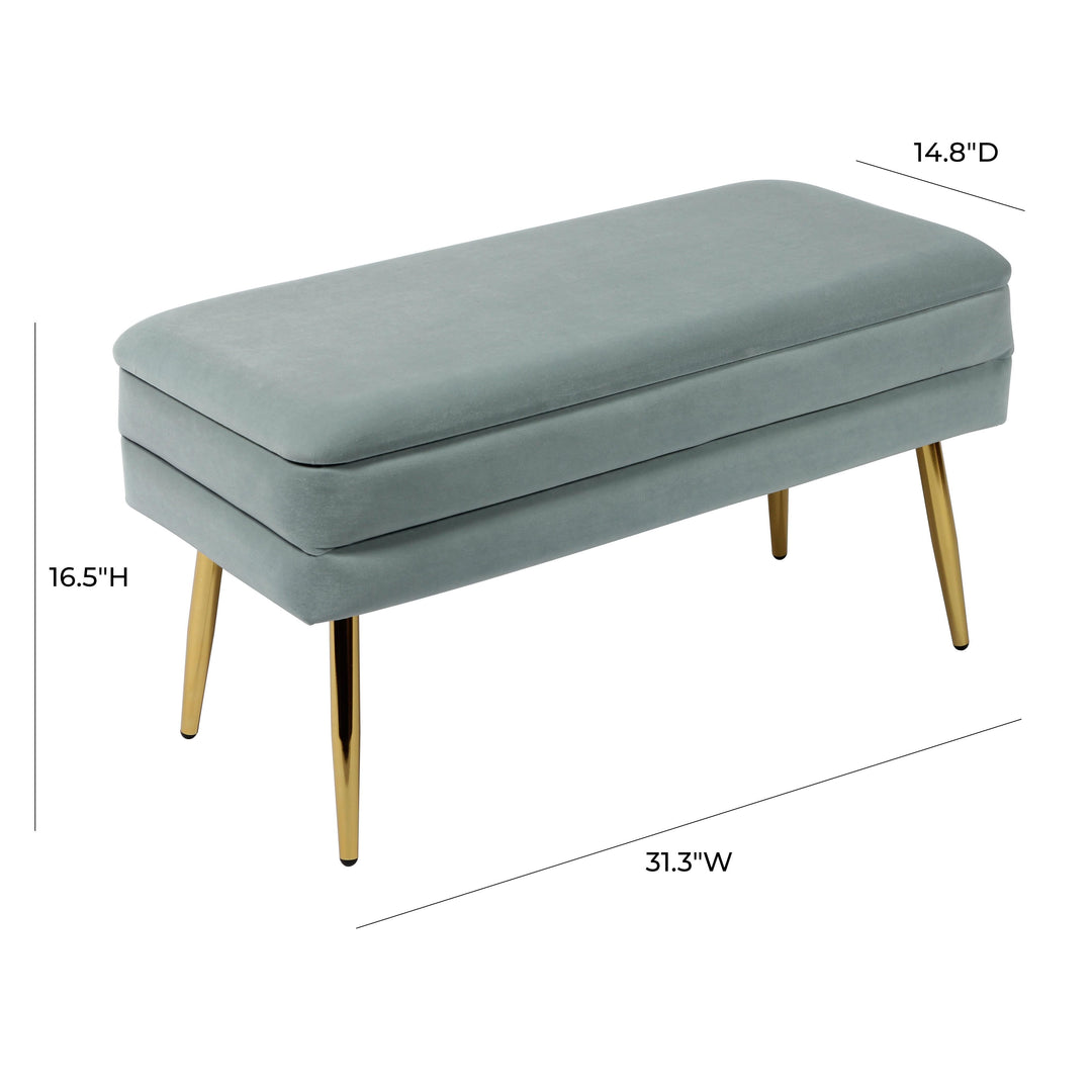 Ziva Sea Blue Velvet Storage Bench