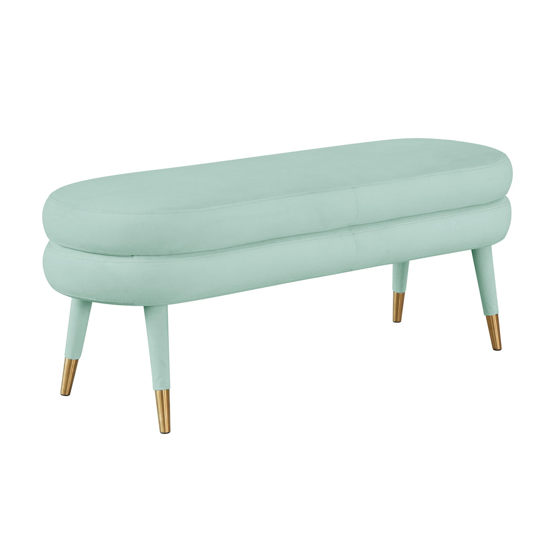 Betty Sea Foam Green Velvet Bench