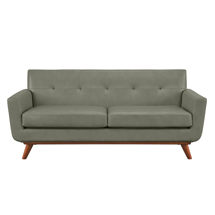 Lyon Smoke Grey Leather Loveseat