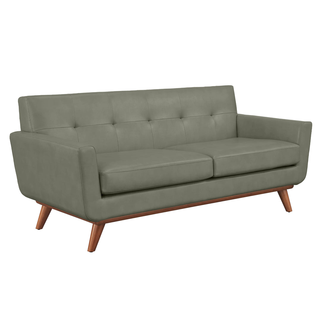 Lyon Smoke Grey Leather Loveseat