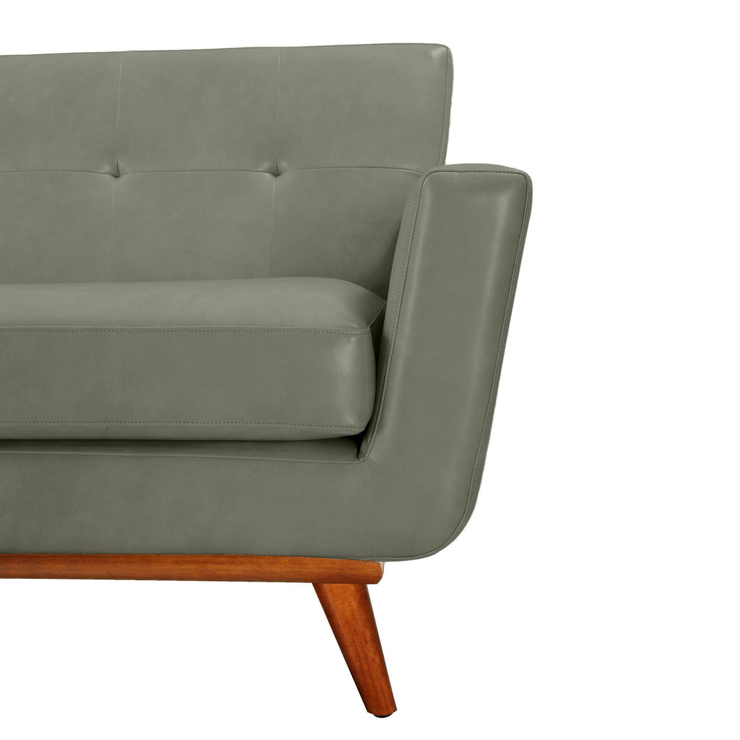 Lyon Smoke Grey Leather Loveseat