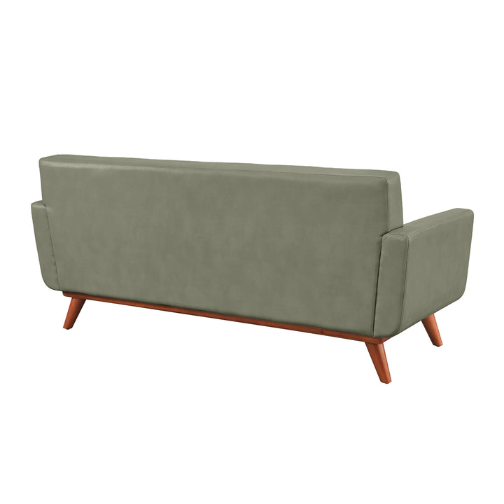 Lyon Smoke Grey Leather Loveseat