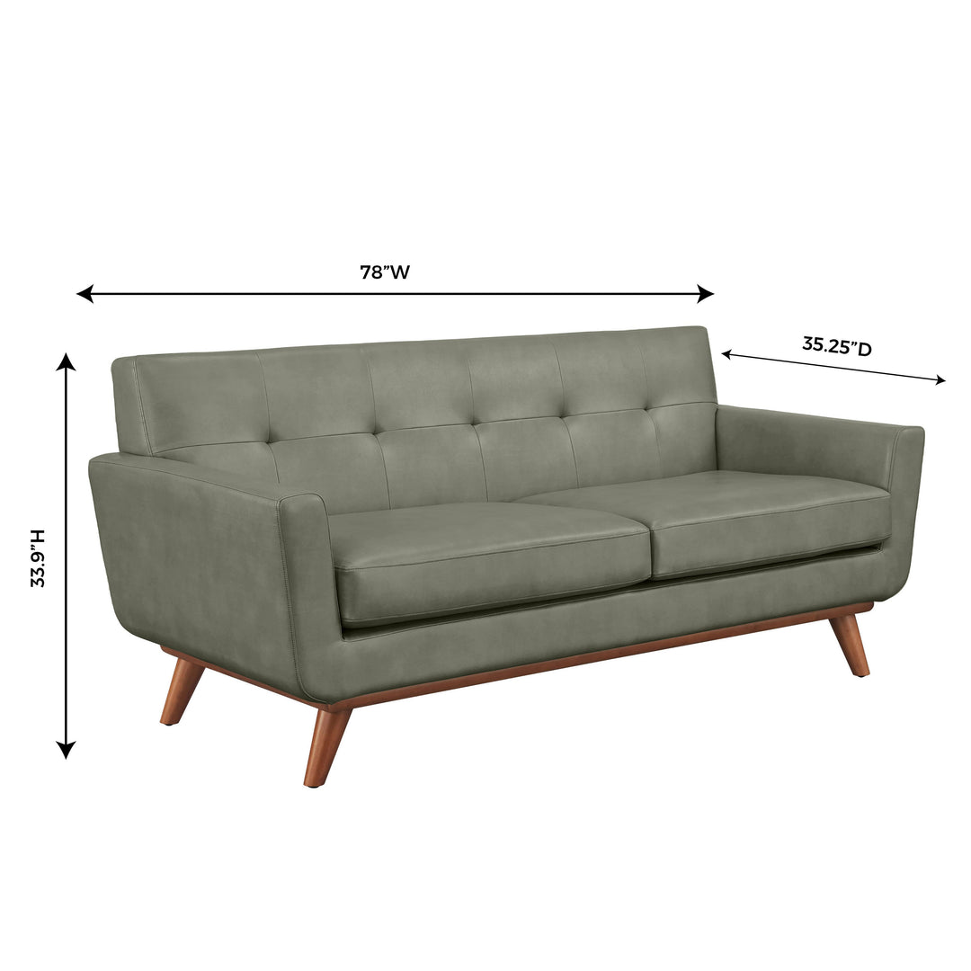 Lyon Smoke Grey Leather Loveseat