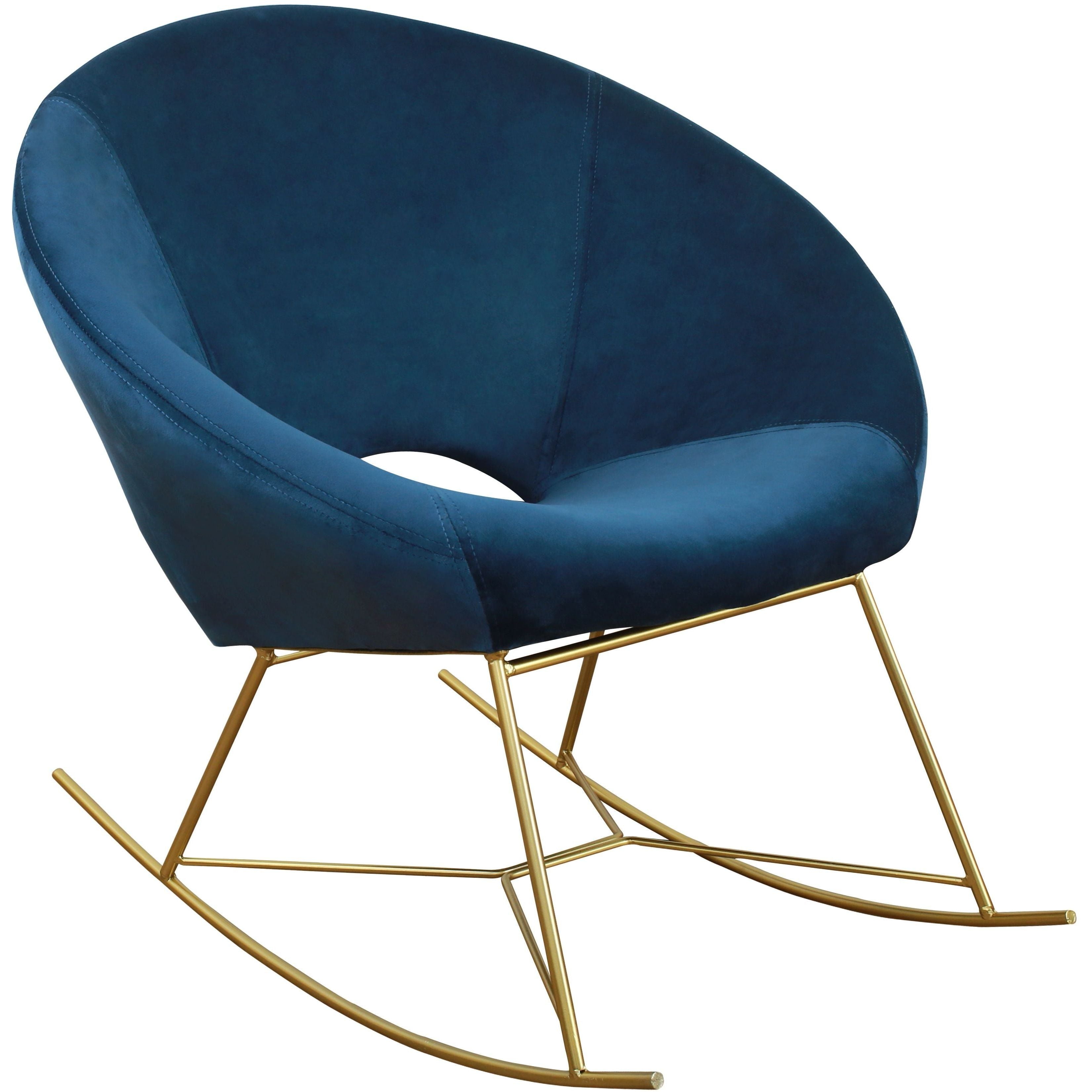Blue velvet rocking chair deals