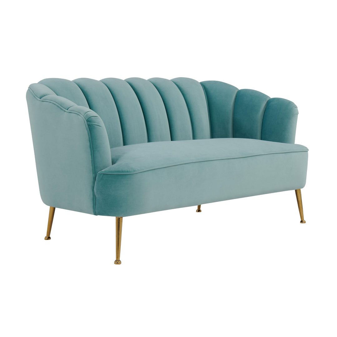 Daisy Sea Blue Velvet Settee