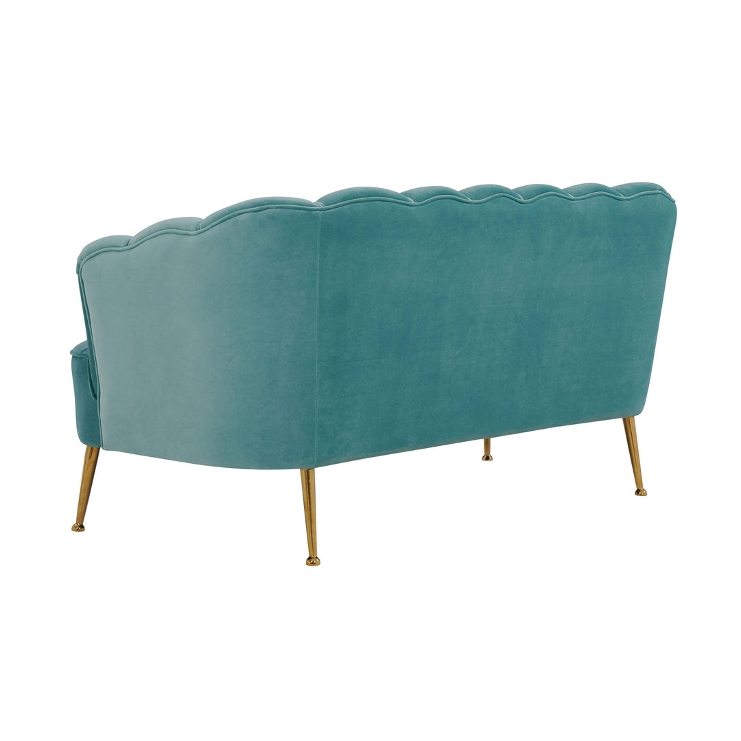 Daisy Sea Blue Velvet Settee