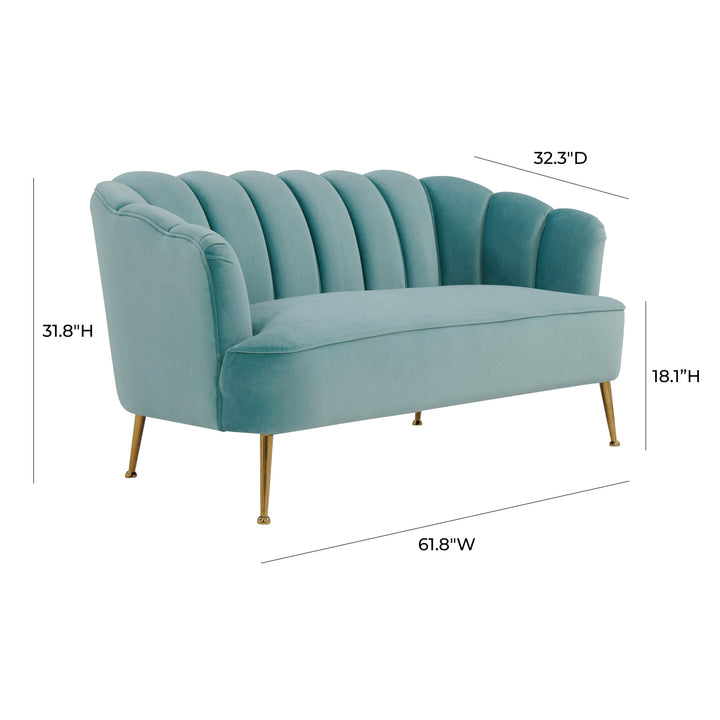 Daisy Sea Blue Velvet Settee