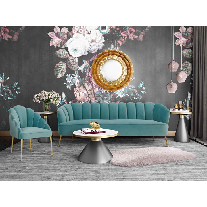 Daisy Sea Blue Velvet Chair