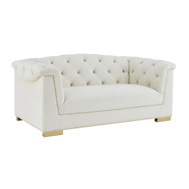 Farah Cream Velvet Loveseat