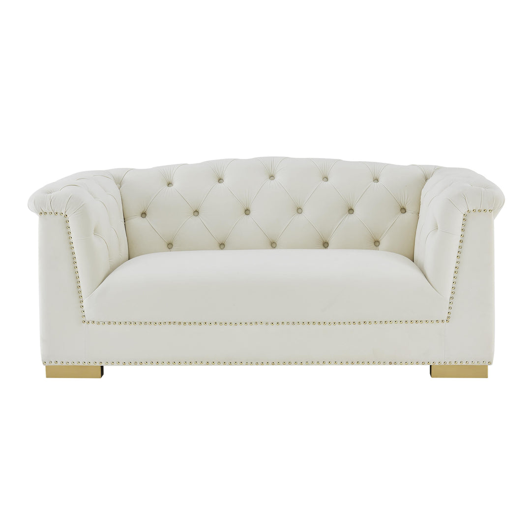 Farah Cream Velvet Loveseat