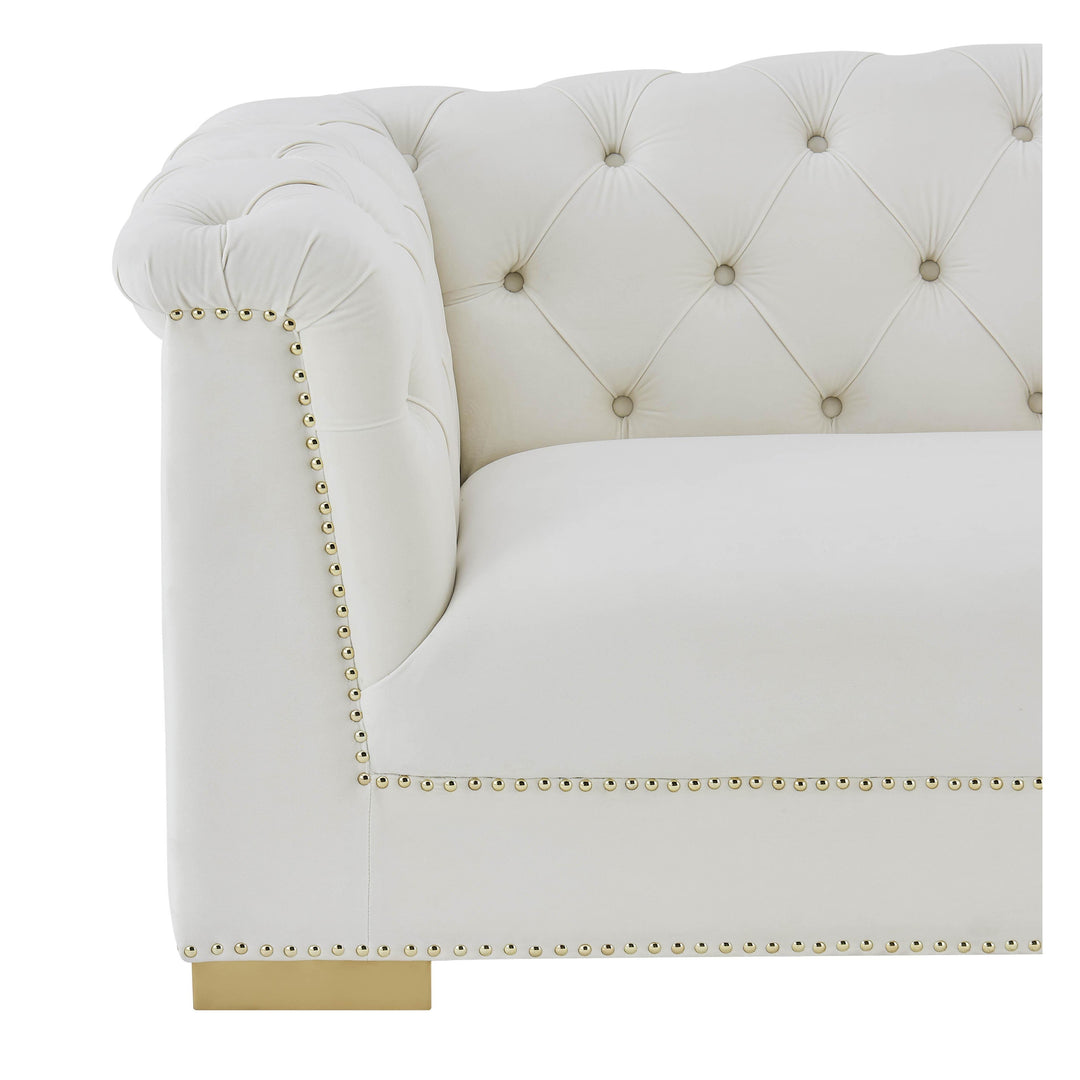 Farah Cream Velvet Loveseat