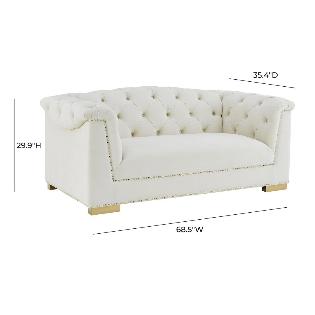 Farah Cream Velvet Loveseat