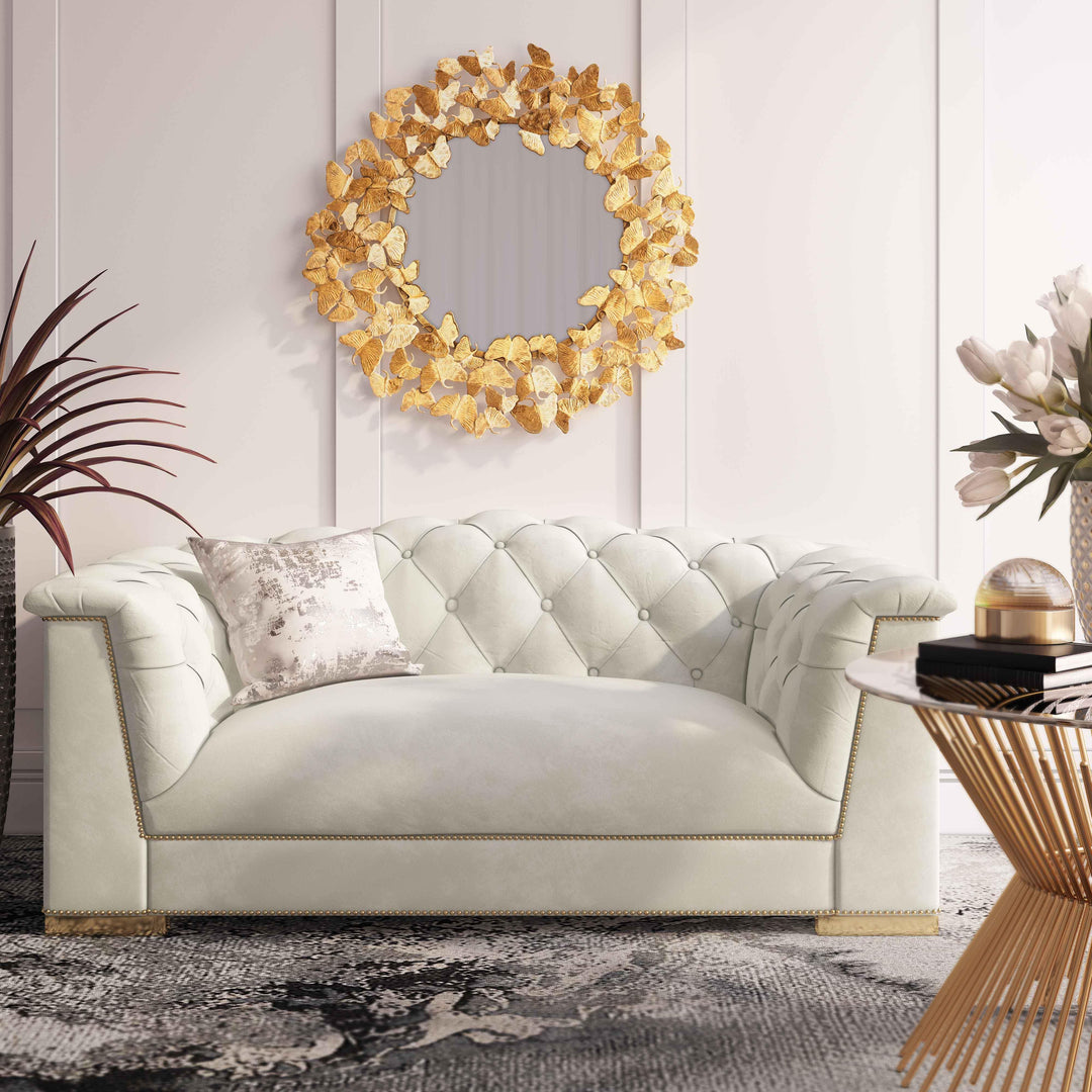 Farah Cream Velvet Loveseat