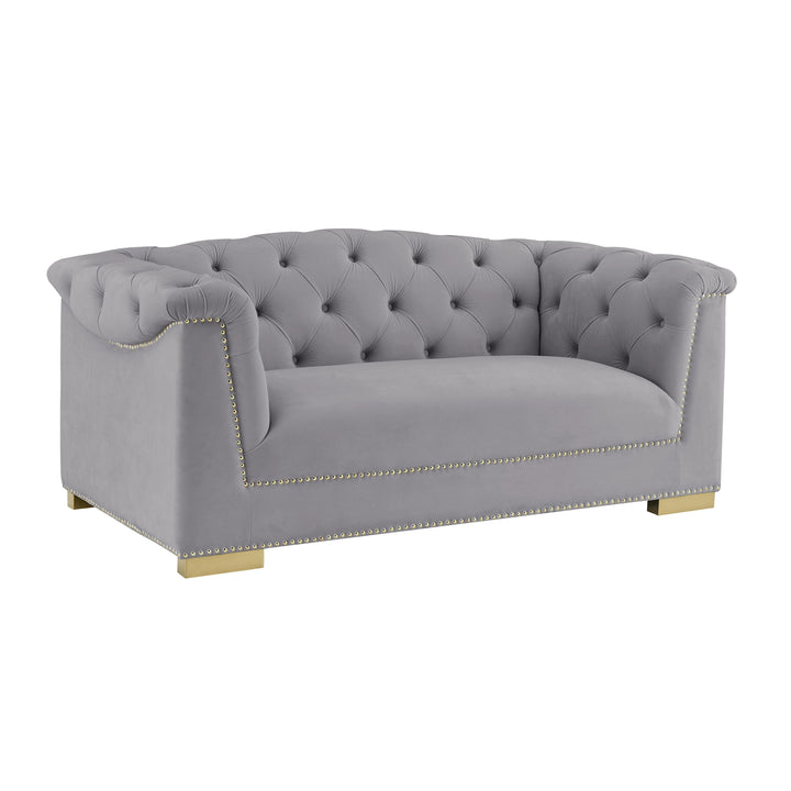 Farah Grey Velvet Loveseat