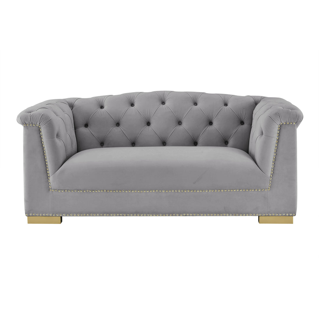 Farah Grey Velvet Loveseat