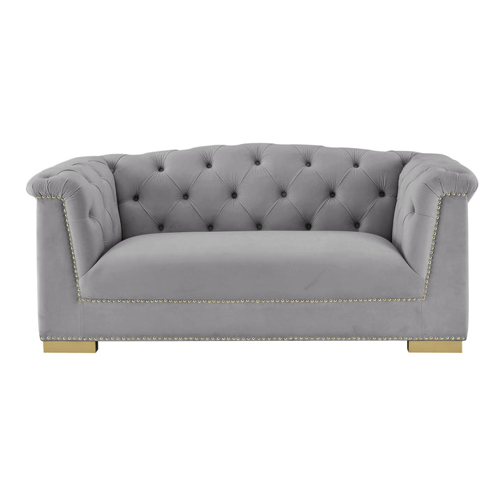 Farah Grey Velvet Loveseat