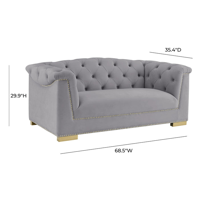 Farah Grey Velvet Loveseat