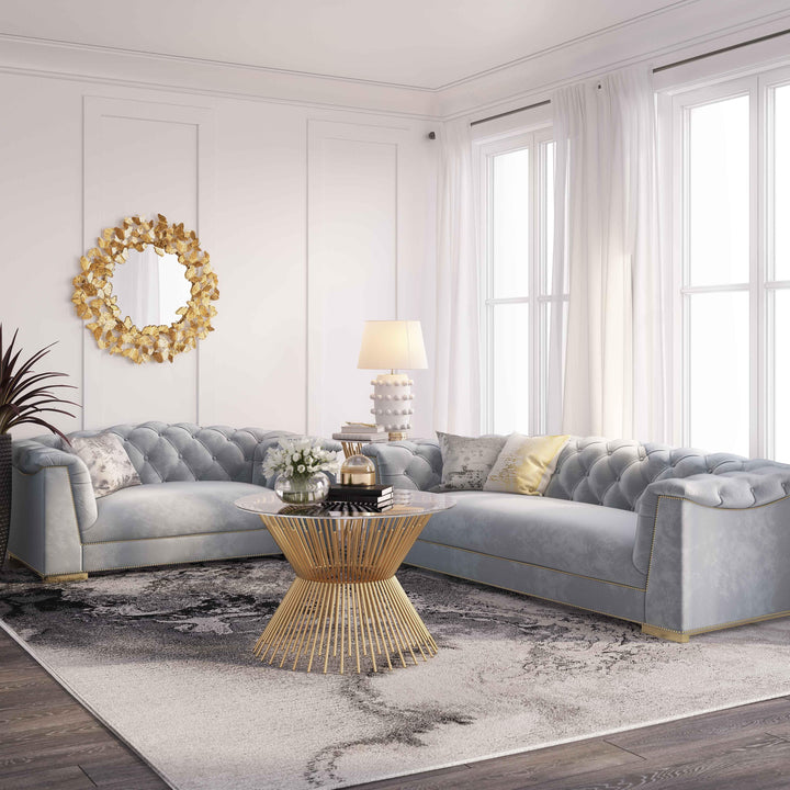 Farah Grey Velvet Loveseat