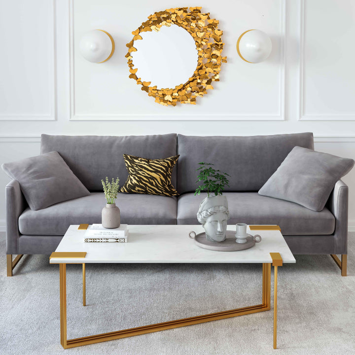 Massi Grey Velvet Sofa