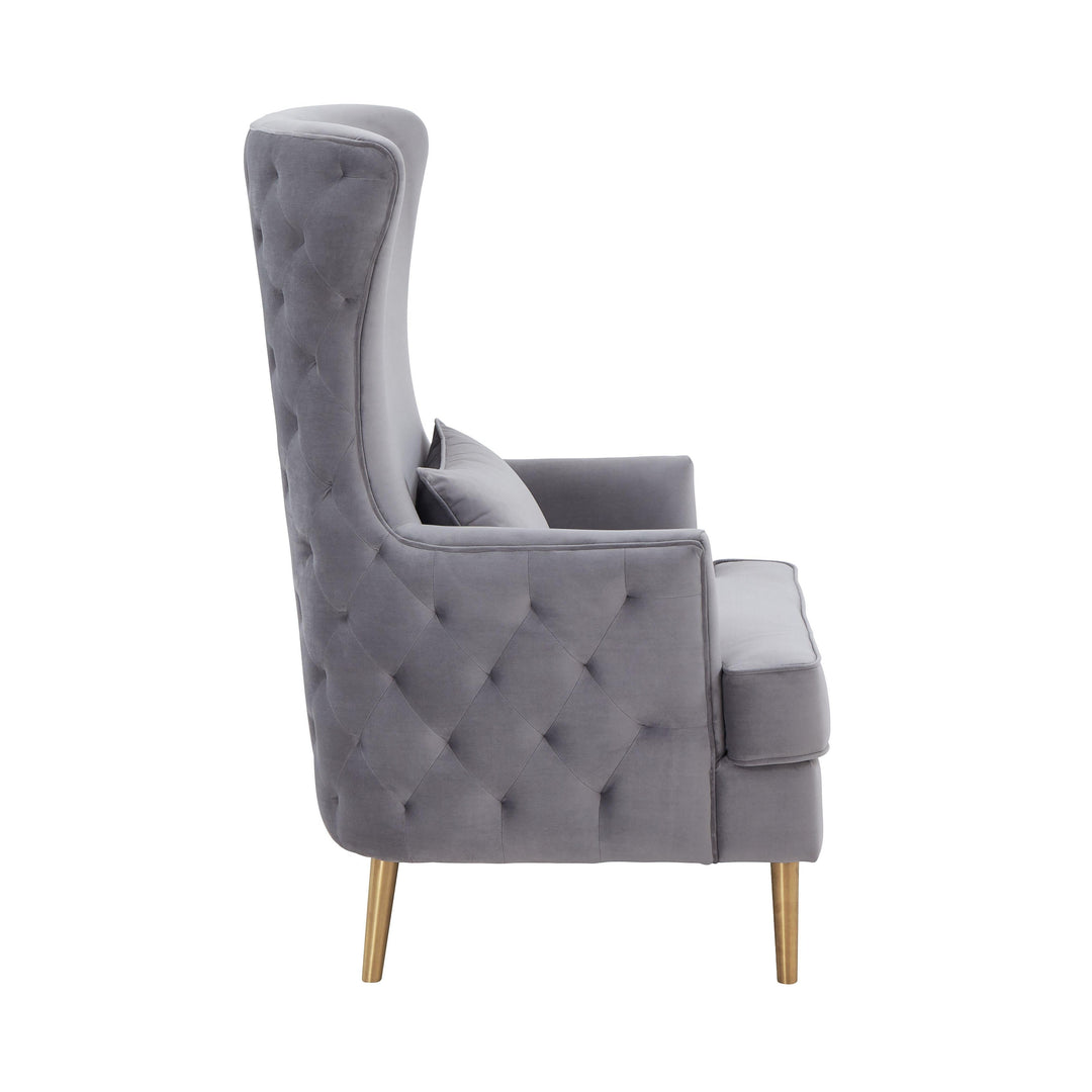 Alina Grey Tall Tufted Back Chair