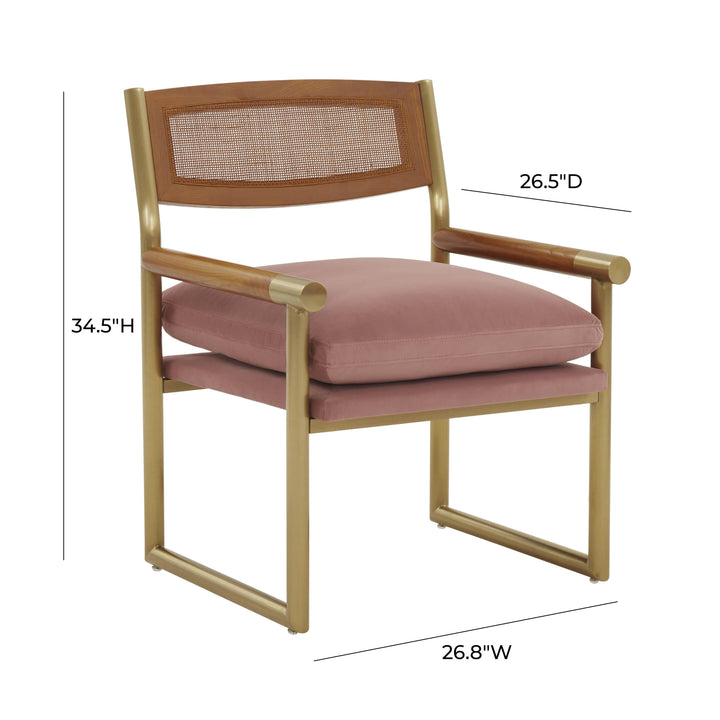 Harlow Rattan Mauve Velvet Chair