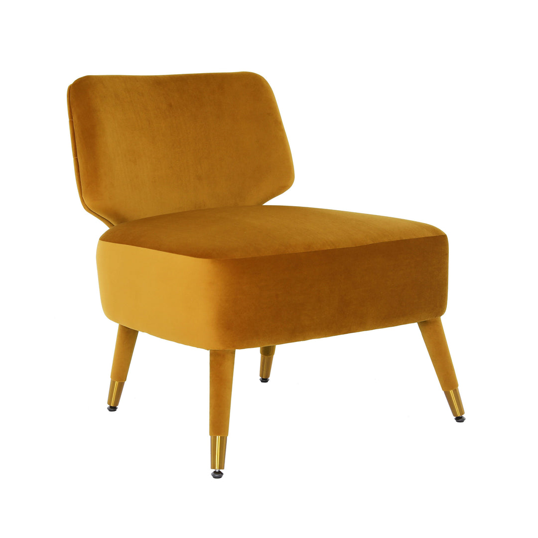 Athena Turmeric Yellow Velvet Accent Chair