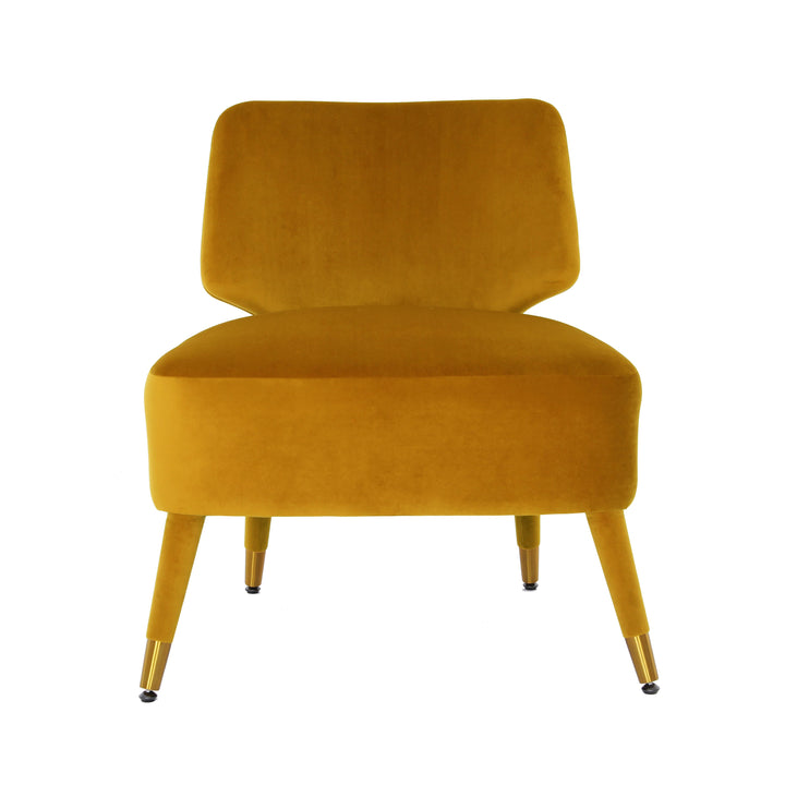 Athena Turmeric Yellow Velvet Accent Chair