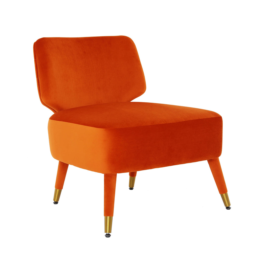 Athena Autumn Orange Velvet Accent Chair