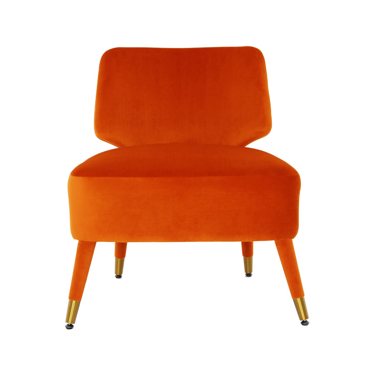 Athena Autumn Orange Velvet Accent Chair