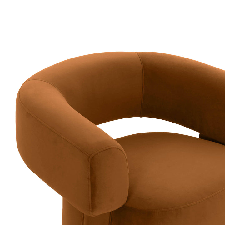 River Cognac Velvet Accent Chair