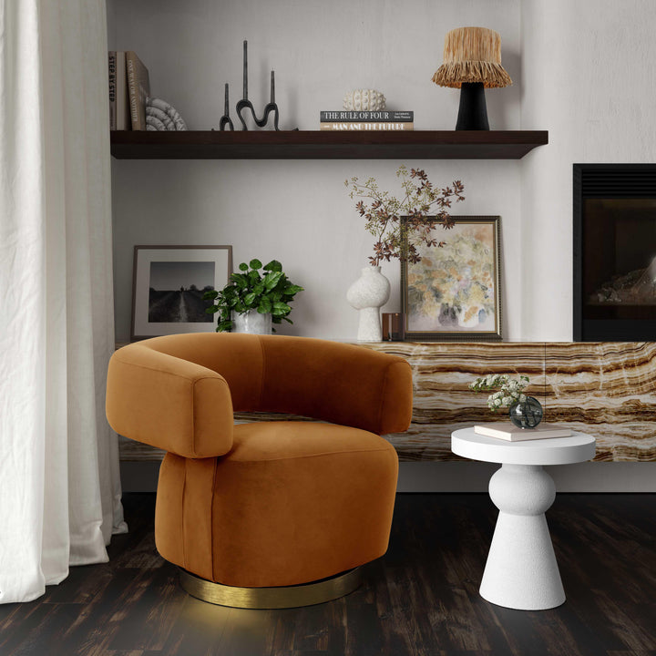 River Cognac Velvet Accent Chair