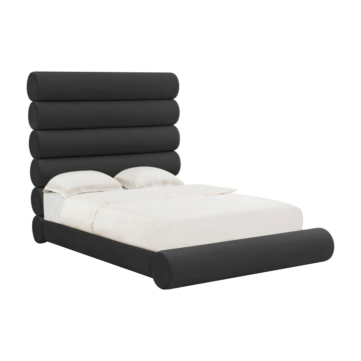 Durwin Black Velvet Bed in Queen