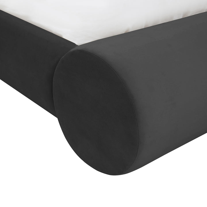Durwin Black Velvet Bed in Queen