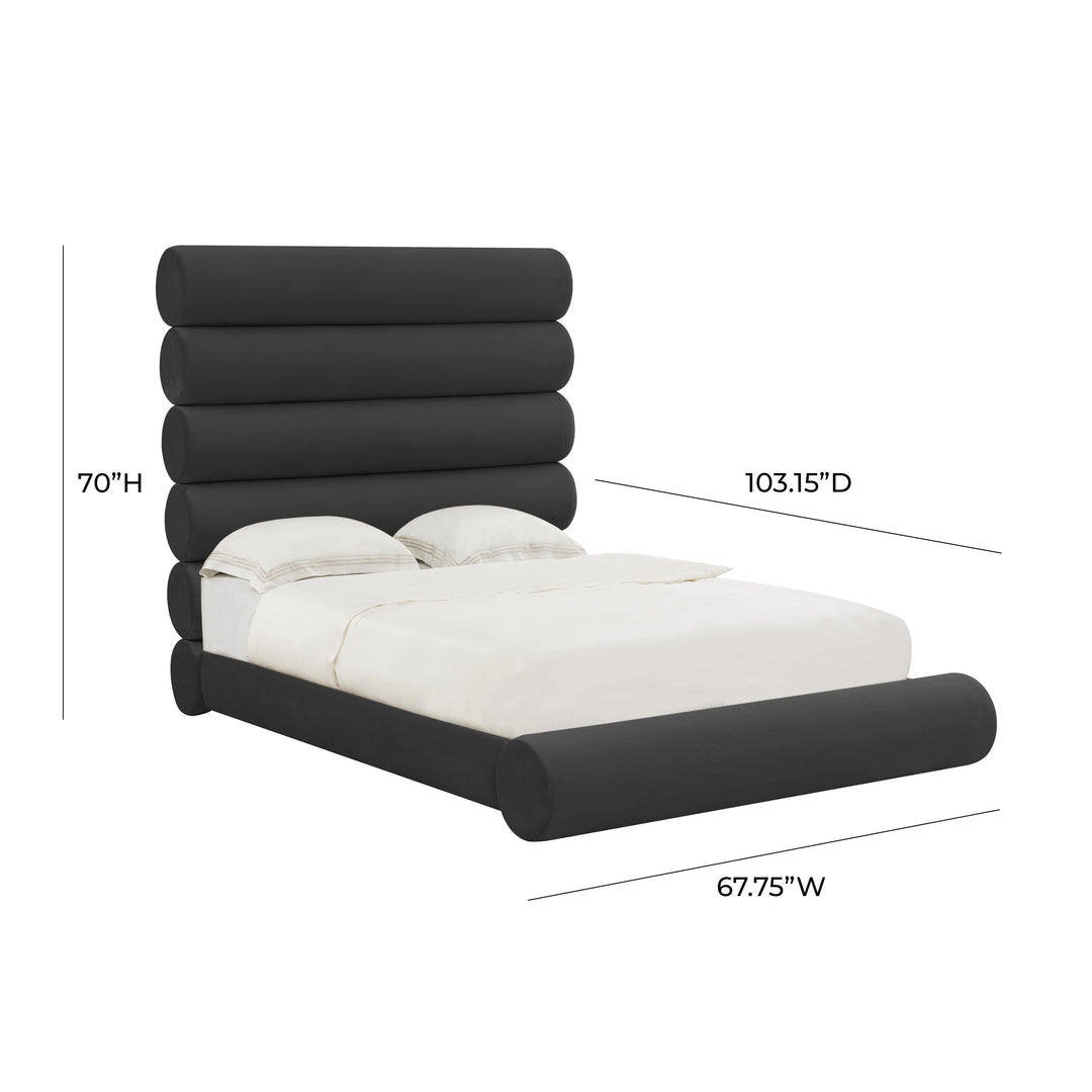 Durwin Black Velvet Bed in Queen