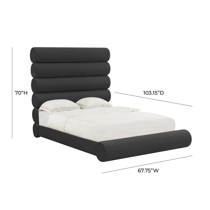 Durwin Black Velvet Bed in Queen