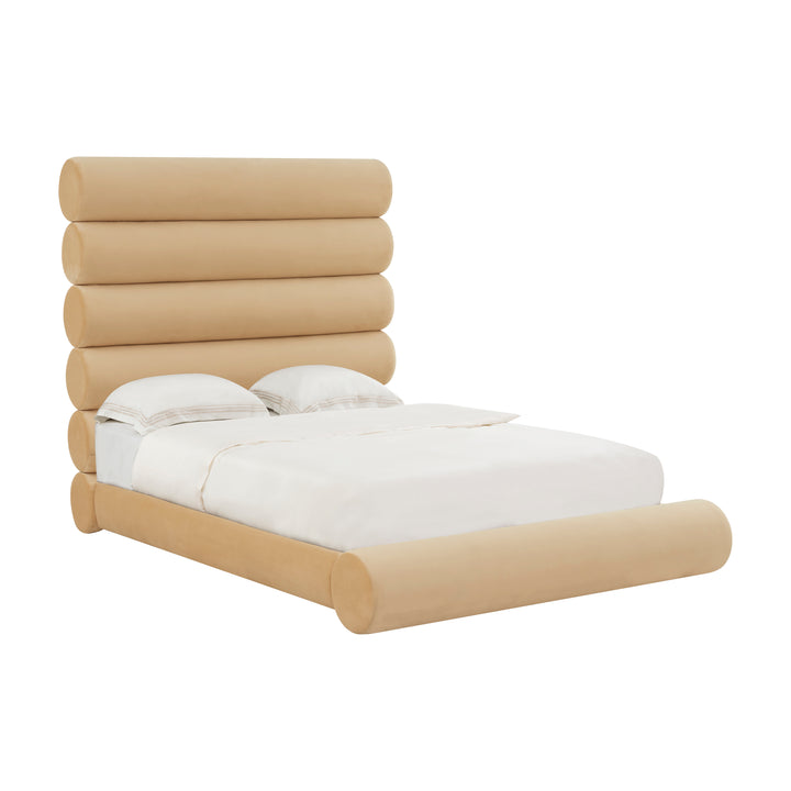 Durwin Champagne Velvet Bed in King