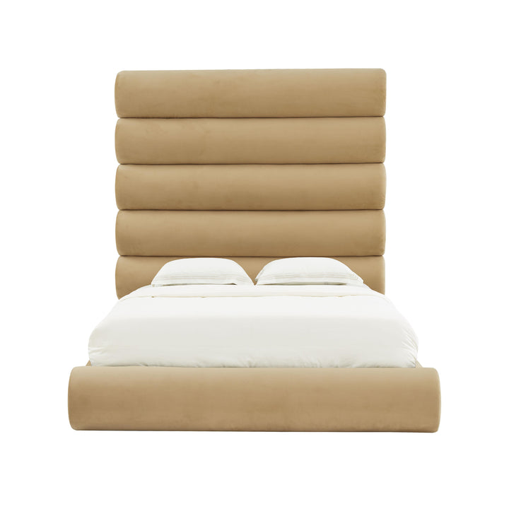 Durwin Champagne Velvet Bed in King