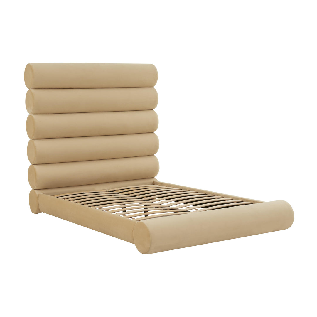 Durwin Champagne Velvet Bed in King