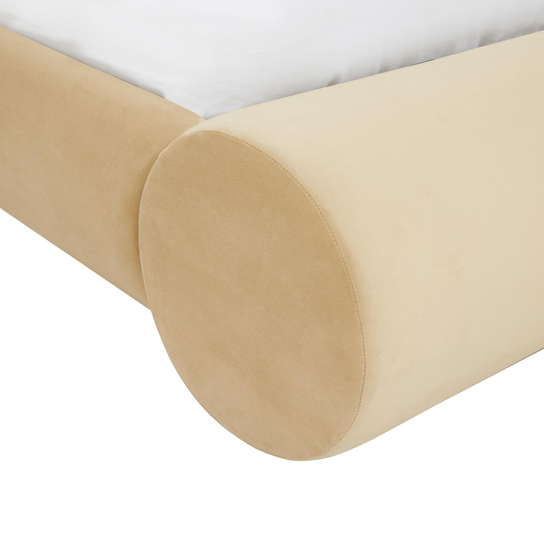 Durwin Champagne Velvet Bed in King