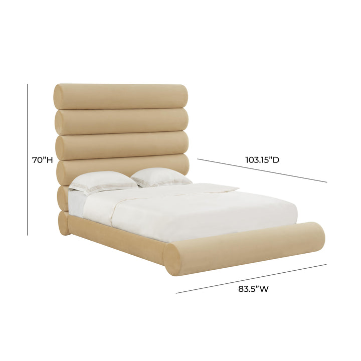 Durwin Champagne Velvet Bed in King