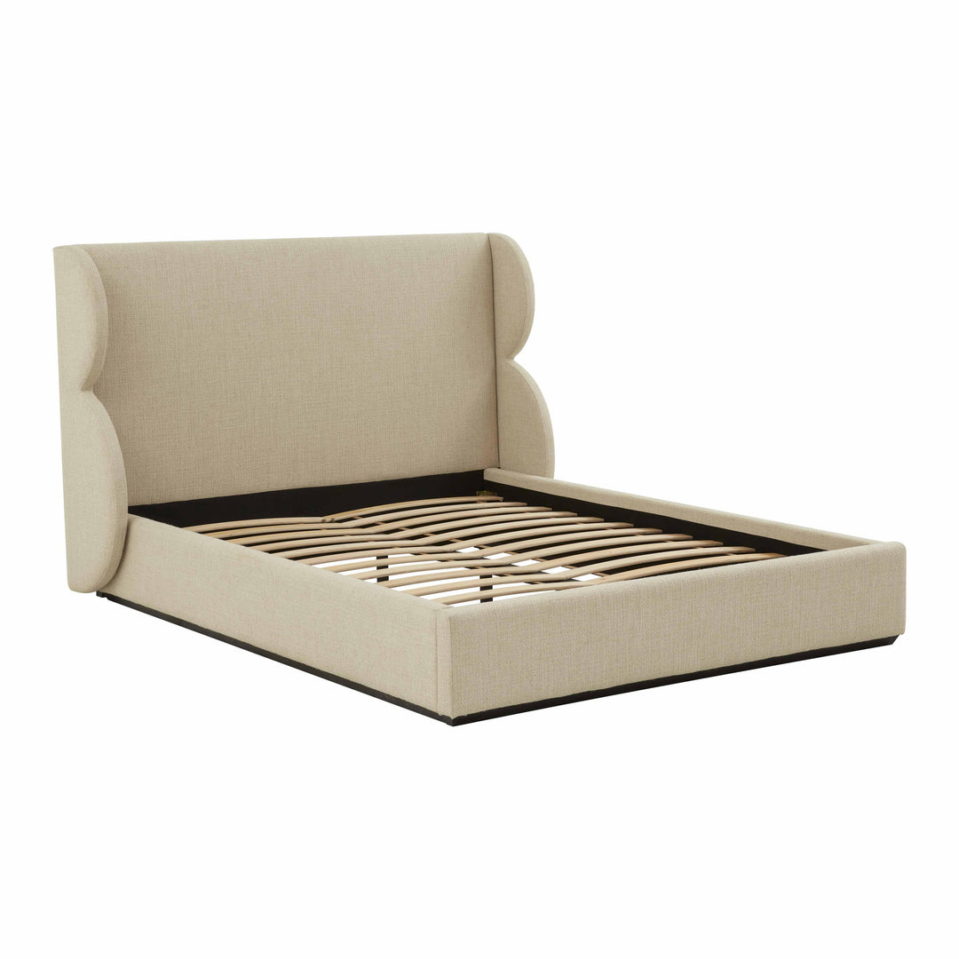 Jibriyah Beige Tweed Bed in Queen