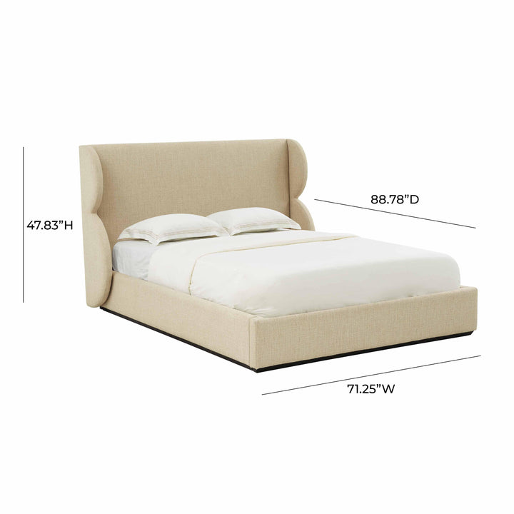 Jibriyah Beige Tweed Bed in Queen
