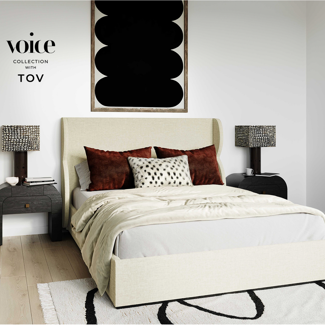 Jibriyah Beige Tweed Bed in Queen
