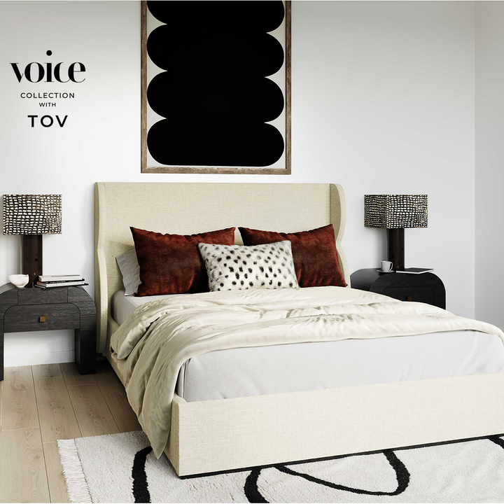 Jibriyah Beige Tweed Bed in Queen