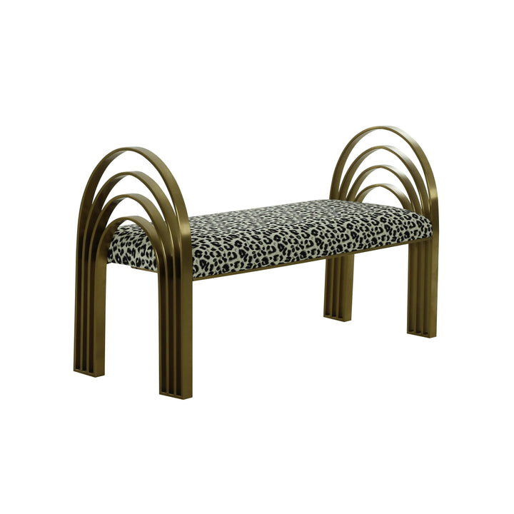 Mavis Leopard Print Velvet Bench