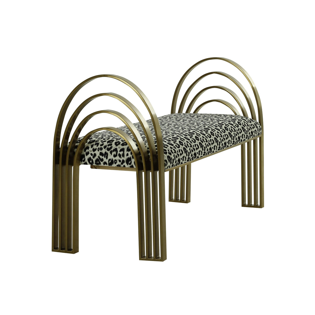 Mavis Leopard Print Velvet Bench