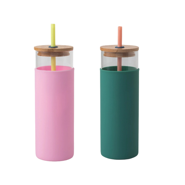 Colorblock Tumbler with Straw